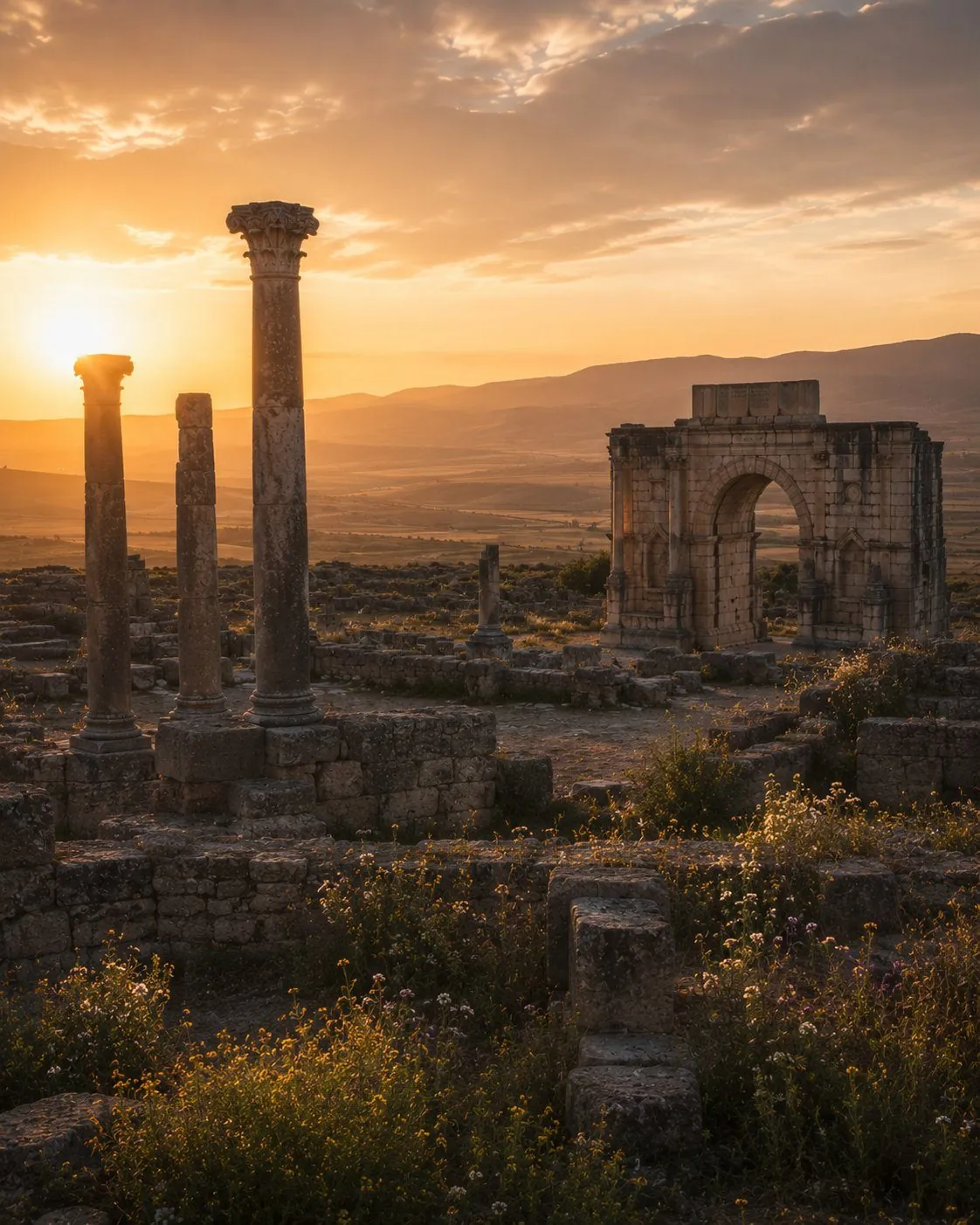 Крыши медины Fès в сумерках